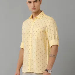 Linen Club Yellow Regular Fit Printed Linen Shirt image 3