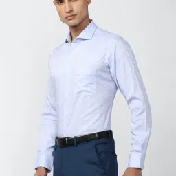 Van Heusen Blue Cotton Regular Fit Self Pattern Shirt image 3