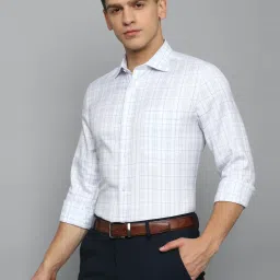 Louis Philippe Permapress Blue Cotton Regular Fit Checks Shirt image 3