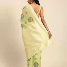 Mohey Pista Zari Saree with Blouse Piece image 2