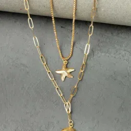 Karatcart Gold-Plated Star Fish Multicharm Multilayered Chain Necklace-image-0