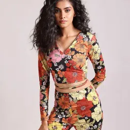 Cover Story Multicolor Floral Print Crop Top-image-68