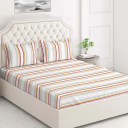 Layers Duracount Pink Cotton 225 TC King Flat Bed Sheet With 2 Pillow Covers image 2