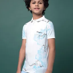 Crimsoune Club Boys Blue Regular Fit Self Design T-Shirt image 3