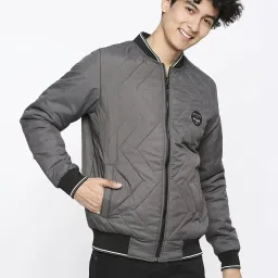 Spykar Charcoal Straight Fit Mandarin Collar Reversible Jacket image 3