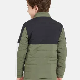 Octave Kids Olive Color Block Full Sleeves Jacket image 2