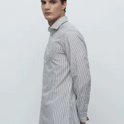 SELECTED HOMME Blue & White Regular Fit Striped Cotton Shirt image 3