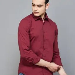 BOSSINI Maroon Slim Fit Shirts-image-53