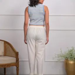 Juniper Off White Cotton Regular Fit Pant image 2