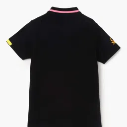 United Colors of Benetton Kids Black Cotton Printed Polo T-Shirt image 2