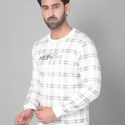 Crimsoune Club Off White Regular Fit Checks Sweatshirt image 3