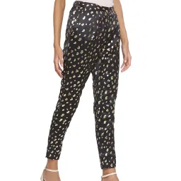 Oxolloxo Black & Gold Mark Structure Foil Print Pants image 3