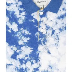Pepe Jeans Kids White & Blue Tie Dye Polo T-Shirt image 3