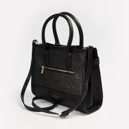 Elle Black Textured Handbag image 2