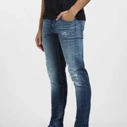 Jack & Jones Blue Slim Fit Low Rise Distressed Jeans image 3