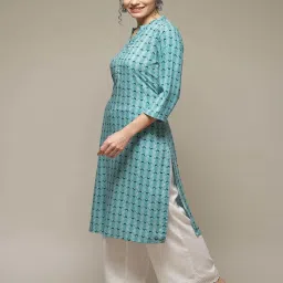 Rangriti Green Printed Straight Kurta image 3