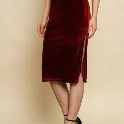 Trend Arrest Maroon Midi Skirt image 3