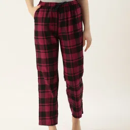 Kryptic Maroon Cotton Checks Lounge Pants (Pack Of 2) image 2
