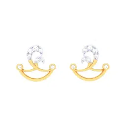 P.C Chandra Jeweller 18k Yellow Gold Diya Shaped & Diamond Stud Earrings-image-48