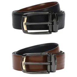 Louis Philippe Brown Leather Reversible Belt for Men image 1