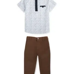 GJ baby White & Brown Printed T-Shirt with Pants-image-36
