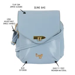 Baggit Blue Solid Small Cross Body Bag image 2