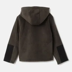 Blue Giraffe Boys Olive Color Block Full Sleeves Jacket image 2