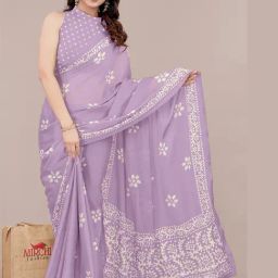 Mirchi Fashion Purple Chiffon Batik Printed Saree For Women-picture-24