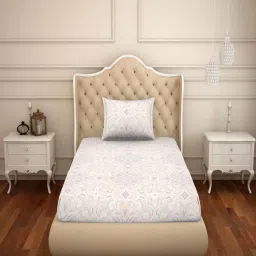 Welspun 2-In-1 Printed Violet 150 TC Cotton Single Bed Sheet with 1 Pillow Cover image 4