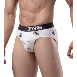 UnderJeans by Spykar Off White Printed Briefs - Pack of 2 image 3