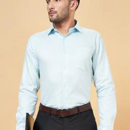 Peregrine by Pantaloons Aqua Cotton Slim Fit Self Pattern Shirt-picture-12