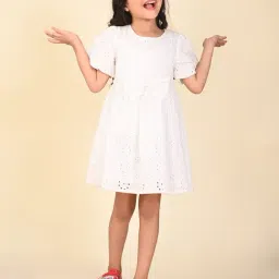 LilPicks Kids White Self Design Dress-image-82