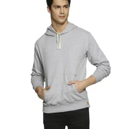 Campus Sutra Light Grey Full Sleeves Hooded Sweatshirt image 1