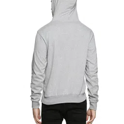 Campus Sutra Light Grey Full Sleeves Hooded Sweatshirt image 2