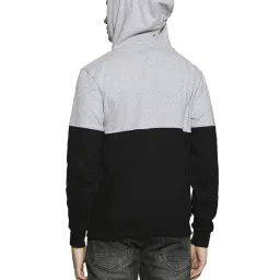 Campus Sutra Grey & Black Regular Fit Hooded Sweatshirt image 2