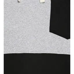 Campus Sutra Grey & Black Regular Fit Hooded Sweatshirt image 4