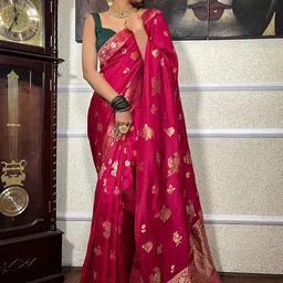 Anjaneya Sarees Woven Design Zari Silk Blend Banarasi Saree-picture-37