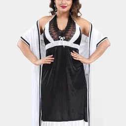 Be You Satin Wrap Nightdress With Robe-image-37