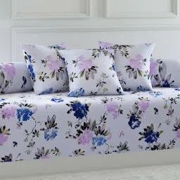 Swayam Ananda Blue & Purple Cotton 200 TC, Diwan Set of 6 image 2