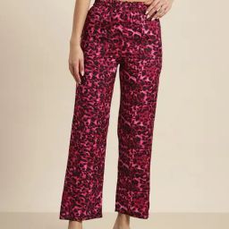 Qurvii Wine Animal Print Trousers-picture-37