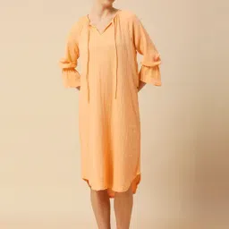 Chemistry Orange Cotton Solid Night Dress-picture-10