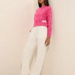 studiofit women Studiofit by Westside Pink Abstract Print Cotton Sweatshirt image 3