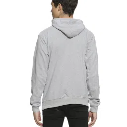 Campus Sutra Grey Printed Full Sleeves Hooded Sweatshirt image 2