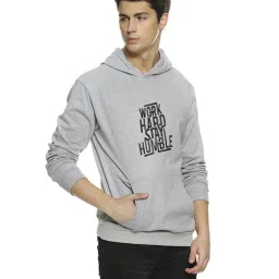Campus Sutra Grey Printed Full Sleeves Hooded Sweatshirt image 3