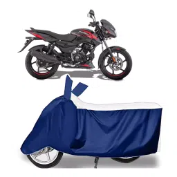 Auto Pearl Two Wheeler Cover for Bajaj Pulsar - White, Blue-picture-11
