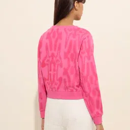 studiofit women Studiofit by Westside Pink Abstract Print Cotton Sweatshirt image 2