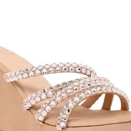 CAI Embellished PU Party Wedge Mules image 5