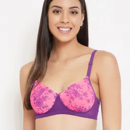 Clovia Pink & Purple Non Wired Padded T-Shirt Bra image 1