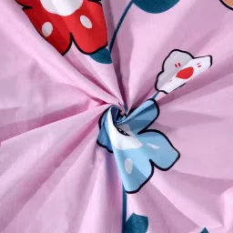 Klotthe Floral Pink 210 TC Cotton Blend King Size Bed Sheet with 2 Pillow Covers image 4