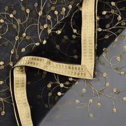 Dupatta Bazaar Black & Gold-Toned Embroidered Dupatta image 2